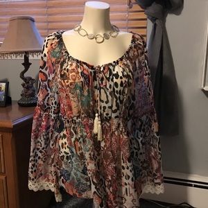 Leopard print Boston proper bell Sleeve top